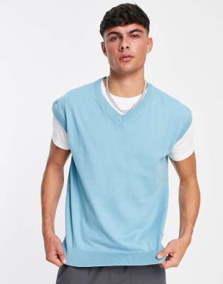 Threadbare - Gilet con scollo a V, blu artico