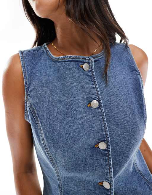 Threadbare - Gilet de tailleur en jean - Bleu moyen délavé, 3 de 4