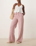 [Threadbare] Threadbare gingham tie waist wide leg pants in pink and white 16 PINK