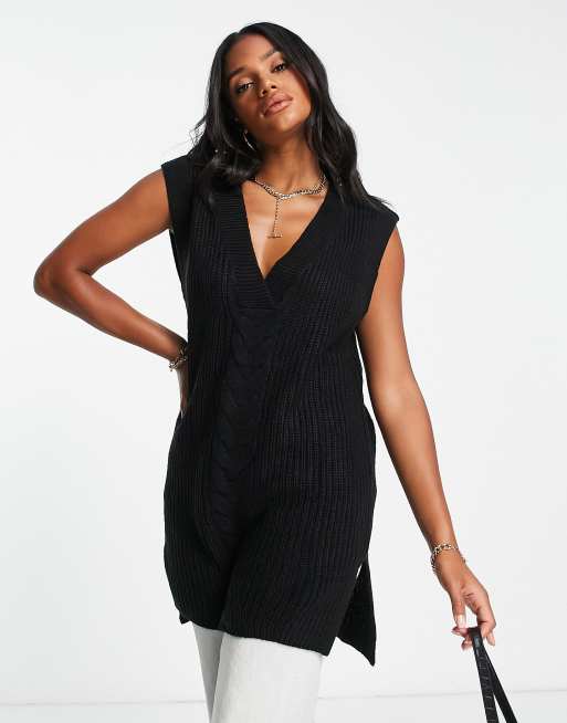 V neck sleeveless hot sale jumper womens