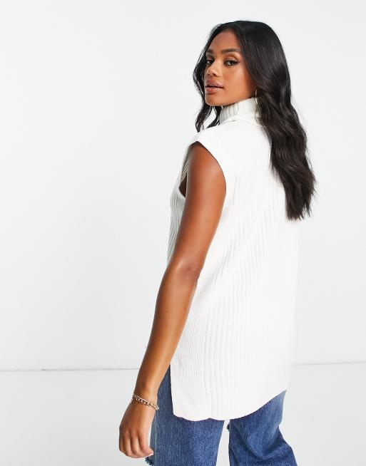 White sleeveless store sweater