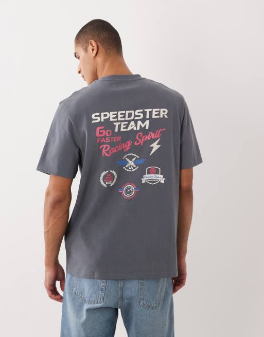Threadbare - Grå kortærmet T-shirt med grafisk print på ryggen, 5 af 5