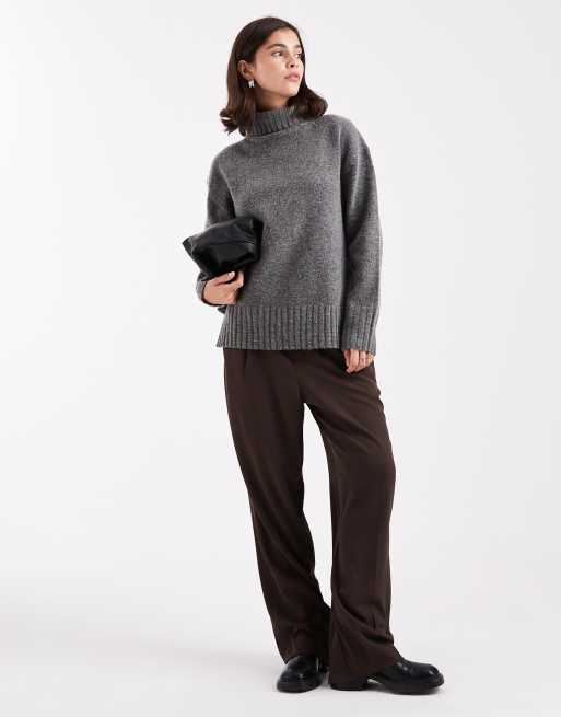 Threadbare - Grå rullekravebluse i chunky strik, 3 af 4