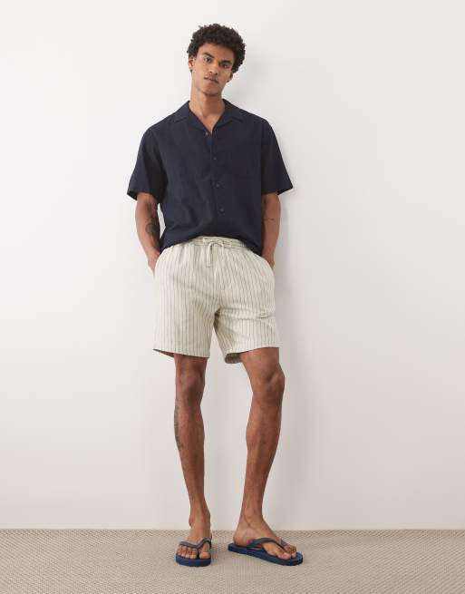 Threadbare – Gräddvita, randiga shorts i dra på-modell, 2 av 5