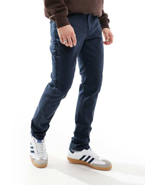 Threadbare – Granatowe dopasowane chinosy - view 1