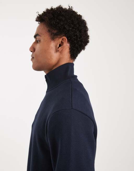 Threadbare – Granatowy polarowy sweter z zamkiem pod szyją, 5 z 5