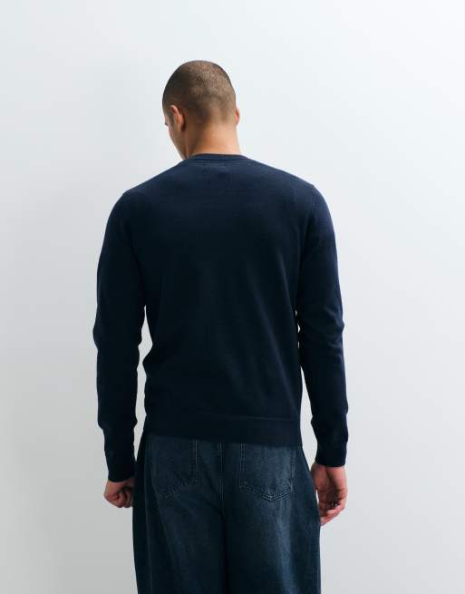 Threadbare – Granatowy sweter dzianinowy z okrągłym dekoltem, 2 z 5
