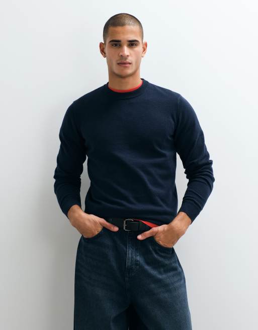 Threadbare – Granatowy sweter dzianinowy z okrągłym dekoltem, 4 z 5