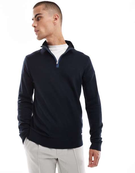 Threadbare – Granatowy sweter z suwakiem pod szyją - view 1