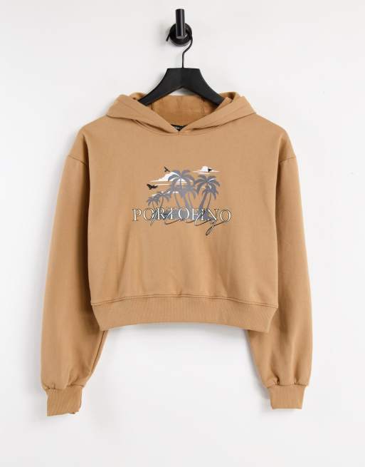 Graphic cropped cheap hoodie