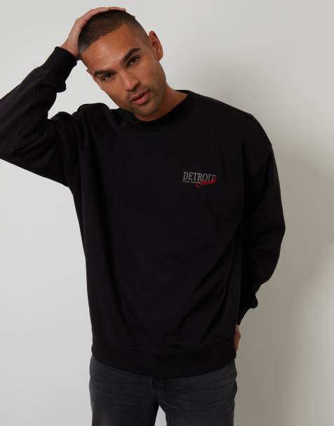 Threadbare Graphic print crew neck sweatshirt in black - view 1
