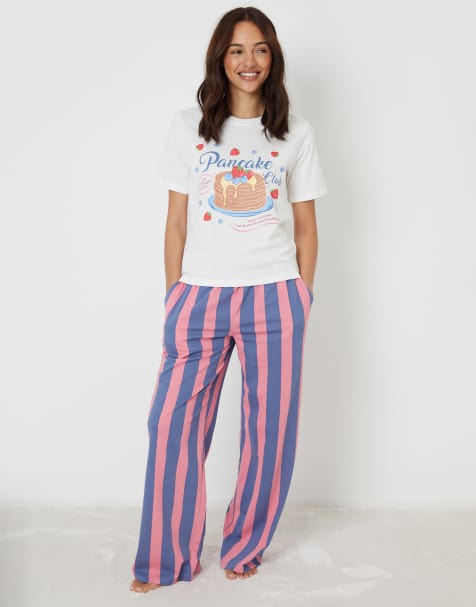 Threadbare Graphic print short sleeve pyjamas in blue - view 1