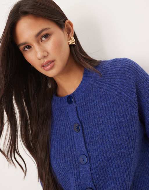 Threadbare - Grofgebreid vest in blauw, 2 van 4