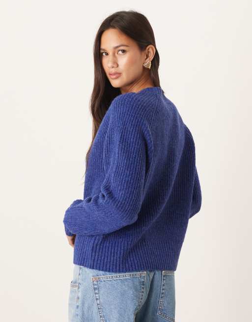 Threadbare - Grofgebreid vest in blauw, 4 van 4