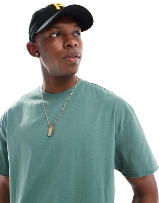 Threadbare – Grön, grov t-shirt i oversize, 4 av 4