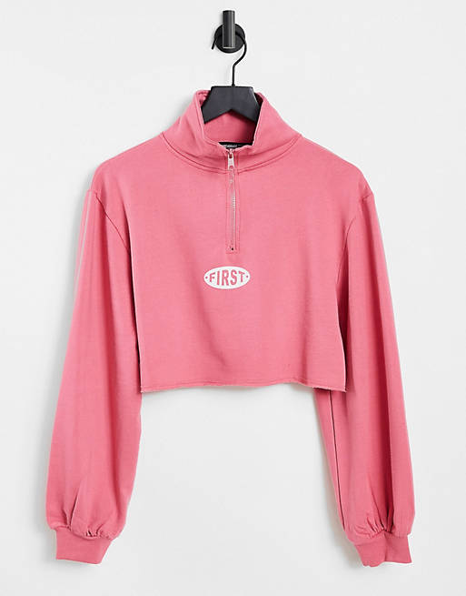 Threadbare half zip sweater co-ord in pink