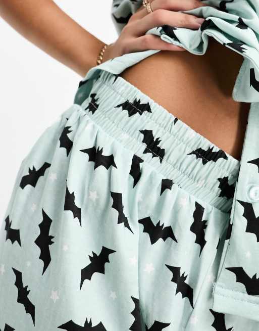 Threadbare halloween bat print pajamas in pale blue