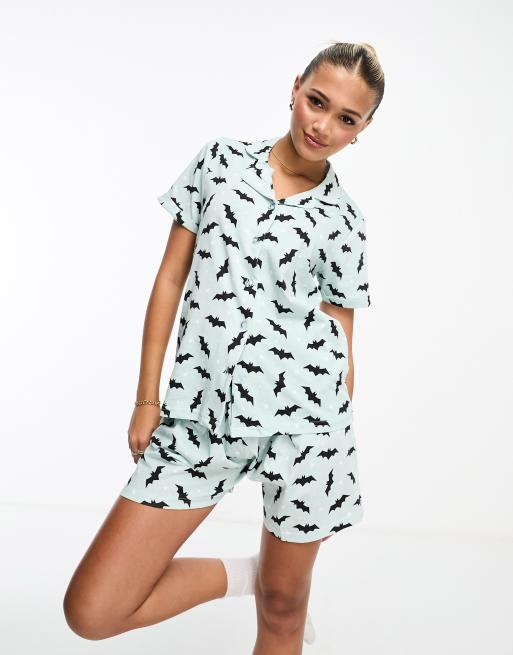 Threadbare halloween bat print pyjamas in pale blue | ASOS