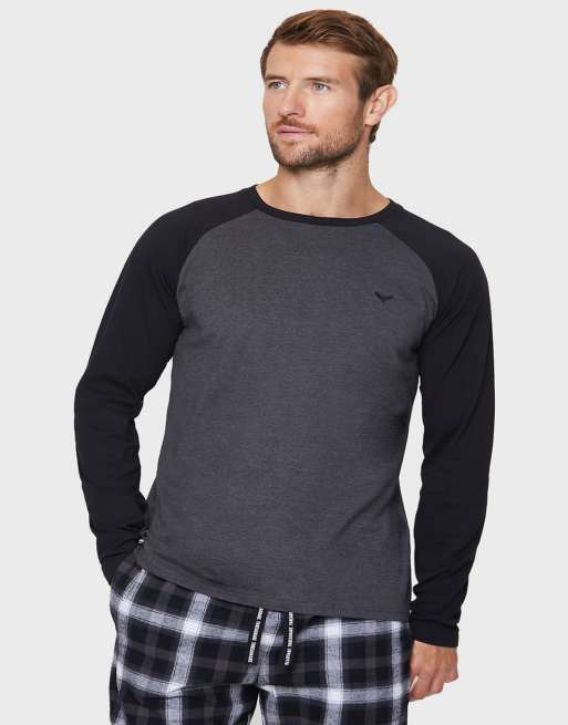 Threadbare 'hamilton' cotton blend check pyjama set in charcoal, 3 of 4