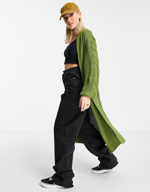 Threadbare - Harlyn - Cardigan taglio lungo verde oliva