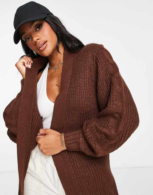 gilet long marron femme