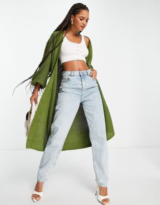 olive green longline cardigan