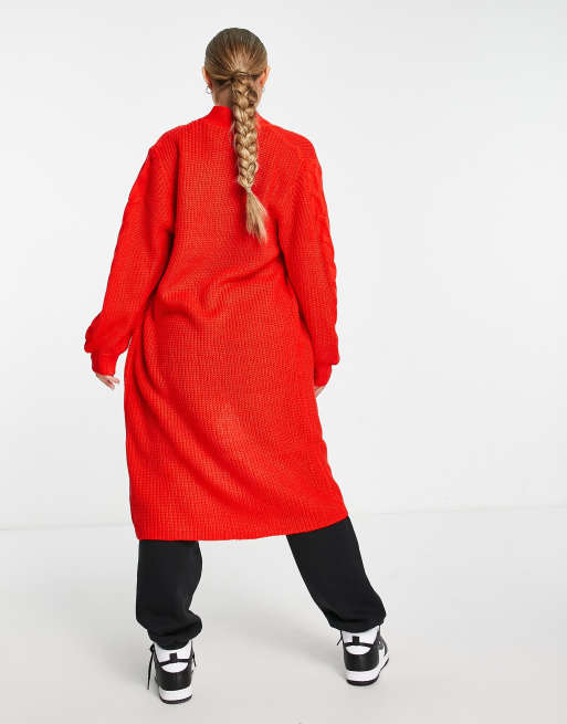 Threadbare Harlyn longline cardigan in red