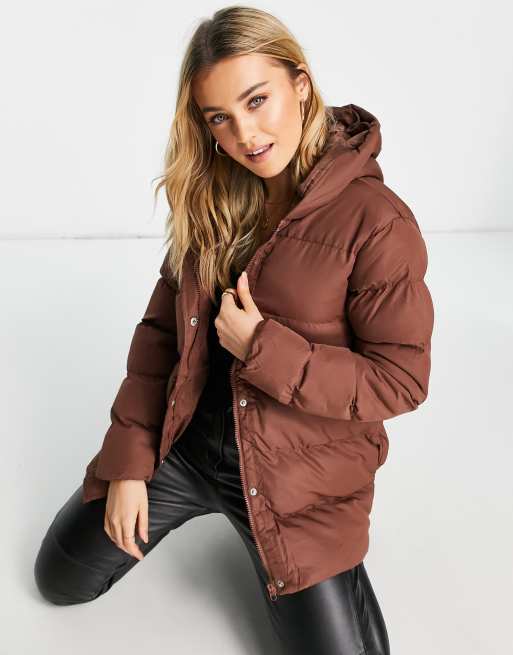 Threadbare - Hayley - Halflang gewatteerd jack in chocoladebruin