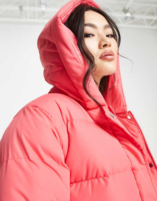 Pink oversized puffer outlet jacket