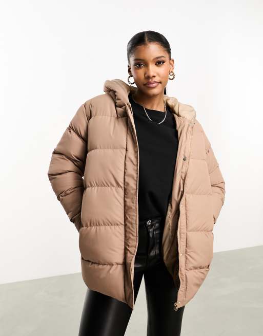 Mid thigh store puffer jacket