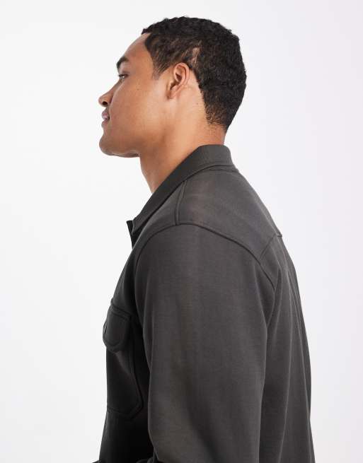 Threadbare – Hemdjacke in Dunkelgrün mit Knopfleiste und Vordertaschen, 4 von 5