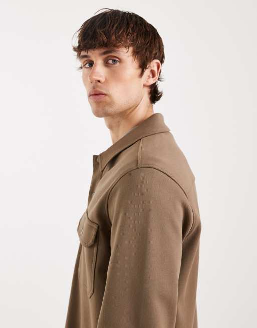 Threadbare – Hemdjacke in Taupe mit Taschen vorne, 4 von 5