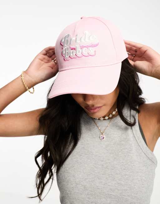 Threadbare hen do cap with 'Bride Babes' motif in pink