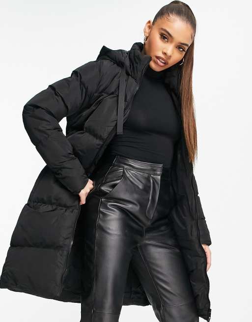 Threadbare Hendricks belted puffer jacket in black | ASOS