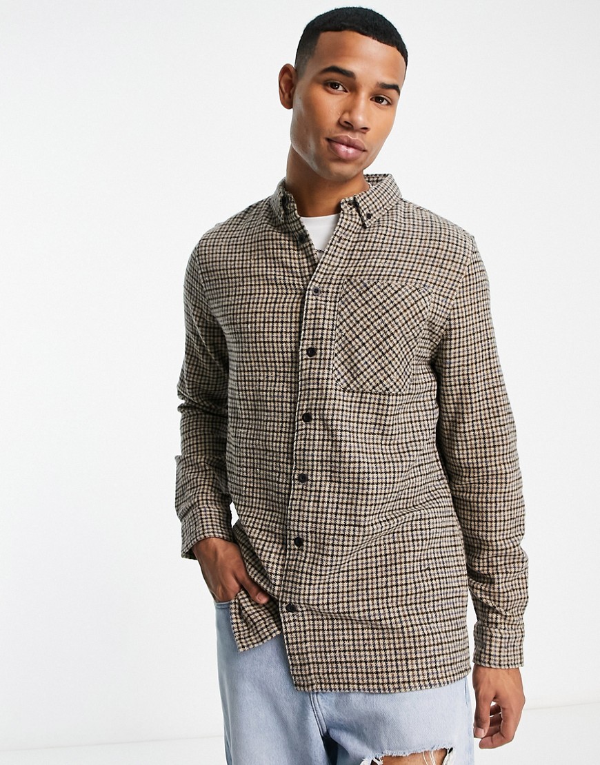 heritage check overshirt in brown