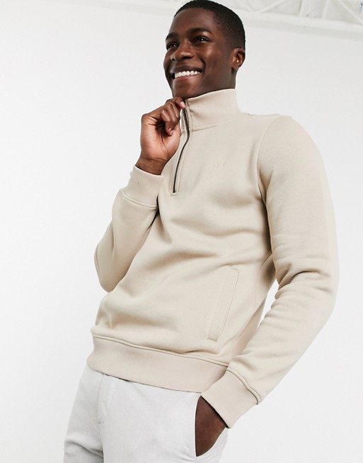Threadbare high neck half zip sweat in relaxed fit