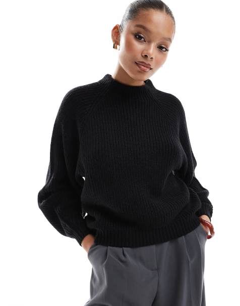 Threadbare high neck jumper in black - view 1