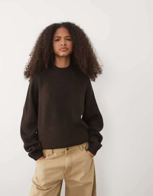 Threadbare high neck jumper in brown, 3 of 4
