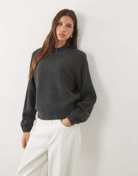 Threadbare high neck jumper in charcoal - view 1