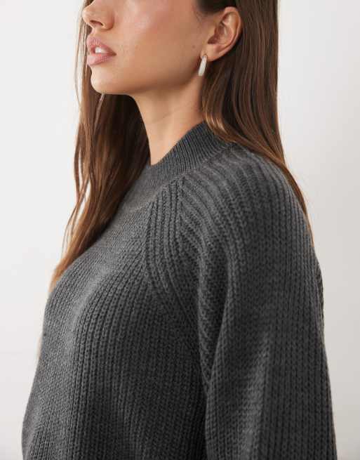 Threadbare high neck jumper in charcoal, 4 of 4