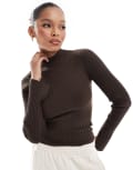 [Threadbare] Threadbare high neck jumper in dark brown 16 BROWN