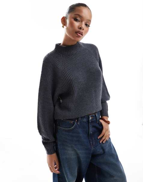 Threadbare high neck jumper in dark grey - view 1