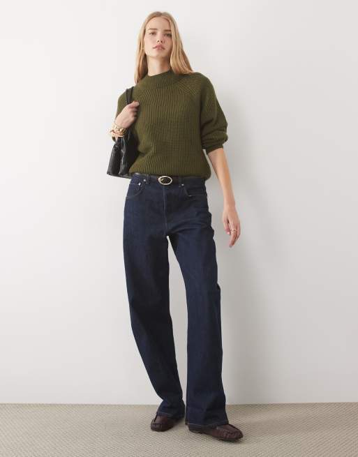 Threadbare high neck jumper in khaki, 2 of 4