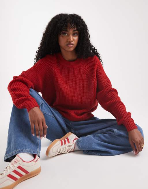 Threadbare high neck jumper in red