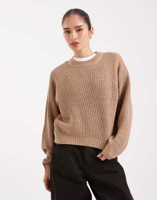 Threadbare Threadbare high neck jumper in warm taupe-Neutral