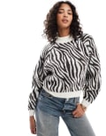 [Threadbare] Threadbare high neck knitted jumper in zebra print-Multi 6 Zebra print