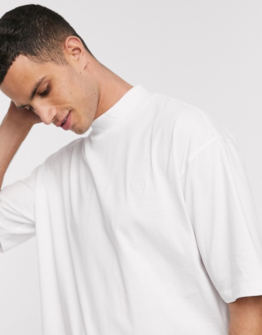 Threadbare high neck organic t-shirt in white