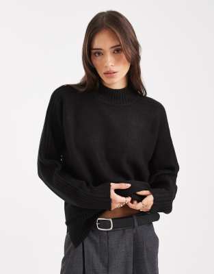 Shop Threadbare high neck oversized jumper in black Online – Trendy & Affordable Fashion