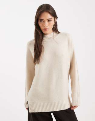 Shop Threadbare high neck oversized jumper in oatmeal Online – Trendy & Affordable Fashion