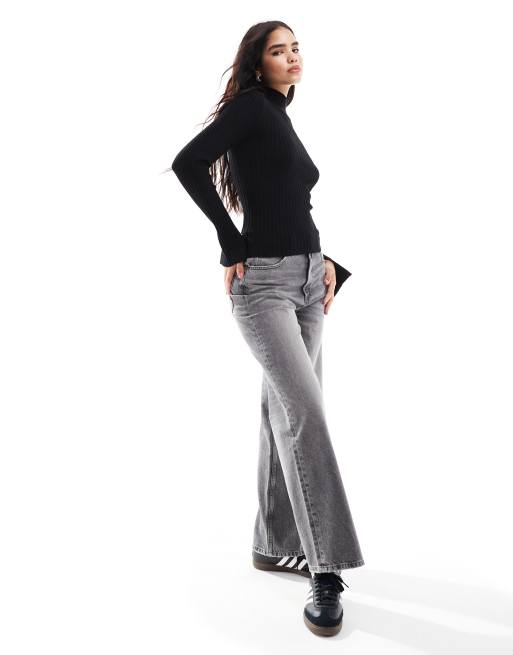 Threadbare high neck split sleeve jumper in black, 4 of 4